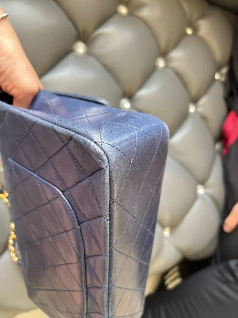Chanel Navy Blue Quilted Timeless Classique Flap Bag Gold Hardware Vintage - Picture 6 of 15